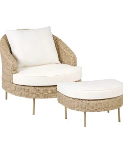 Poltrona da giardino con ottomana ARCILLE Rattan sintetico (PE) Naturale