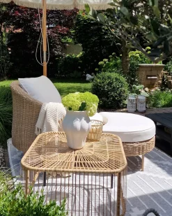 Poltrona da giardino con ottomana ARCILLE Rattan sintetico (PE) Naturale