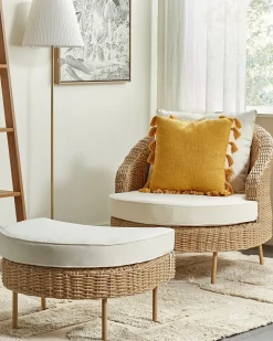 Poltrona da giardino con ottomana ARCILLE Rattan sintetico (PE) Naturale