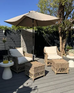 Poltrona da giardino RIBOLLA con poggiapiedi Rattan Naturale