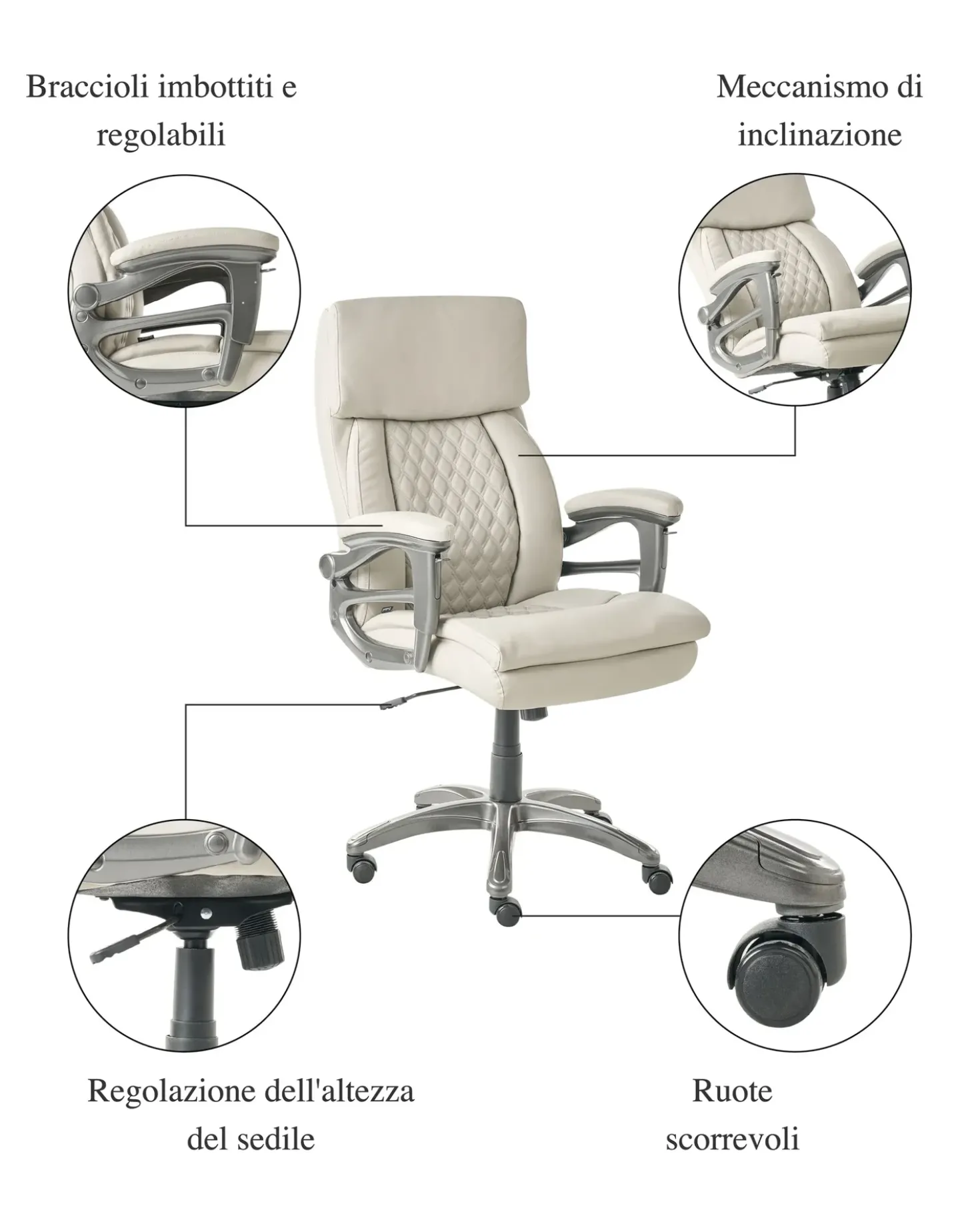 Poltrona da scrivania GALLANT Pelle sintetica Beige