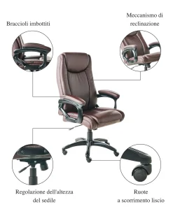 Poltrona da scrivania GRACEFUL Pelle sintetica Marrone scuro