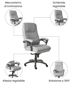 Poltrona da scrivania MAGNUS Lino Grigio