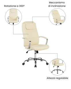 Poltrona da scrivania WINNER Pelle sintetica Beige chiaro