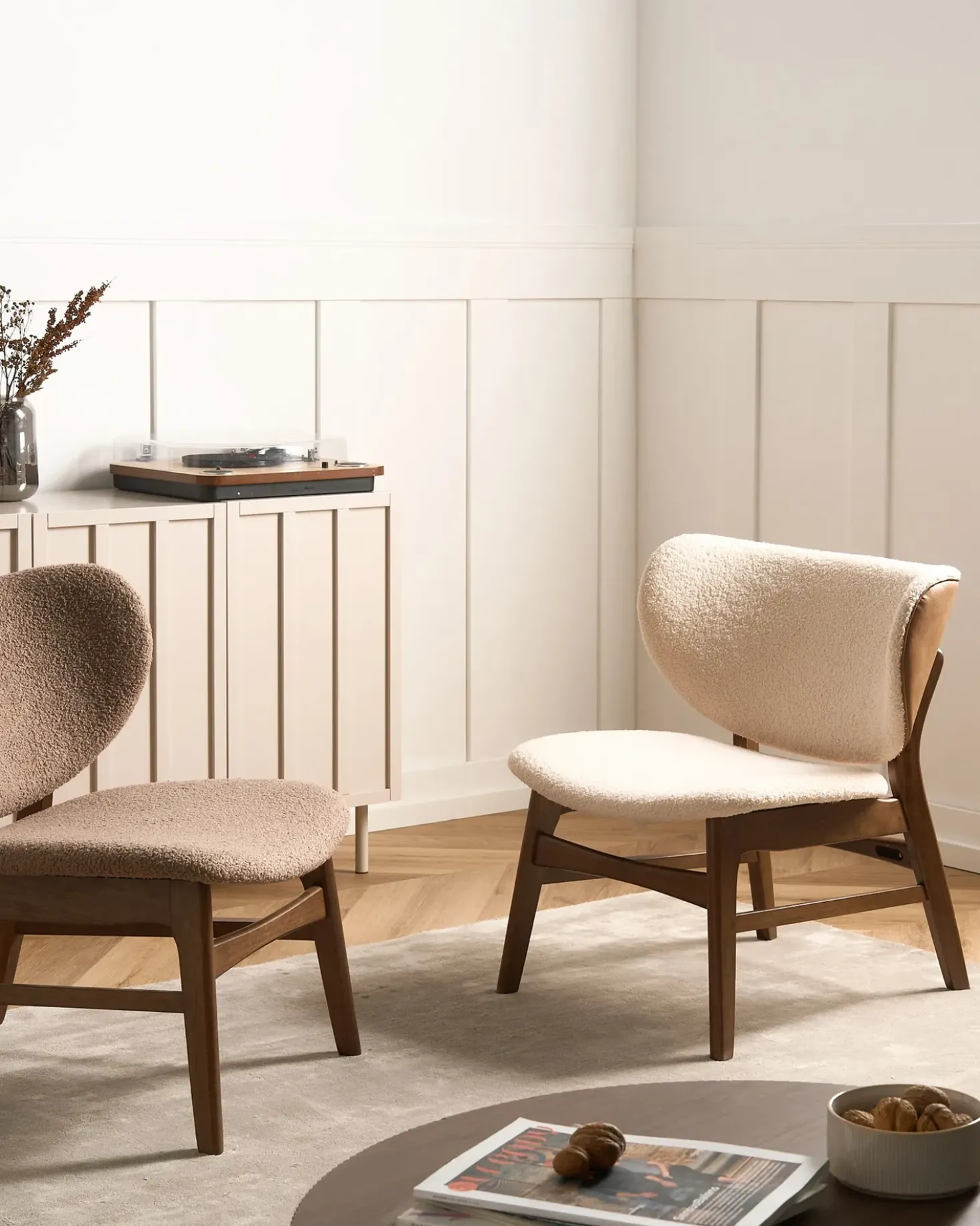 Poltrona DAY Bouclé Marrone/Beige chiaro