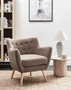 Poltrona DRAMMEN Bouclé Marrone