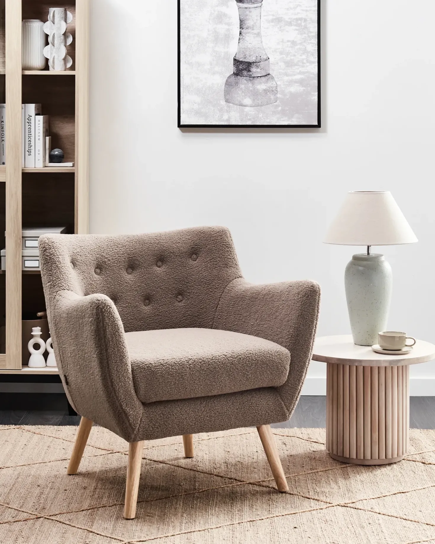 Poltrona DRAMMEN Bouclé Marrone
