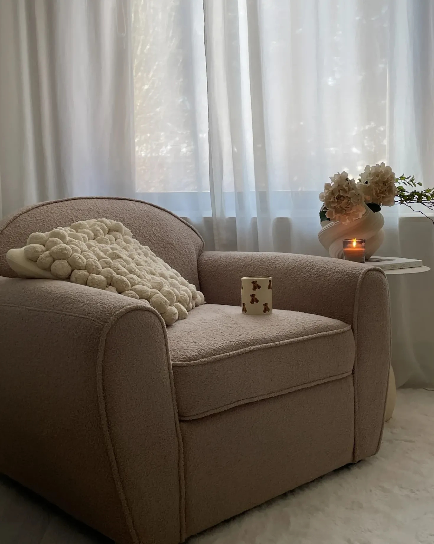 Poltrona ELLEDE Bouclé Marrone chiaro