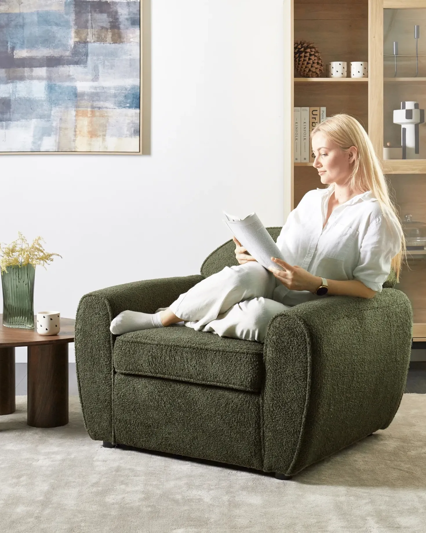 Poltrona ELLEDE Bouclé Verde scuro