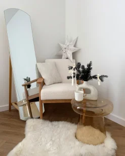 Poltrona ESRUM Bouclé Marrone chiaro/Bianco