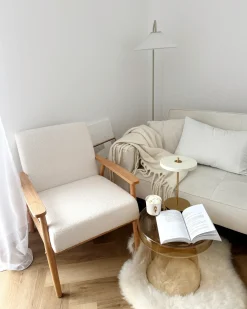 Poltrona ESRUM Bouclé Marrone chiaro/Bianco