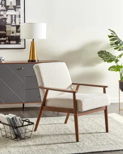 Poltrona ESRUM Bouclé Marrone scuro/Bianco