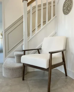 Poltrona ESRUM Bouclé Marrone scuro/Bianco