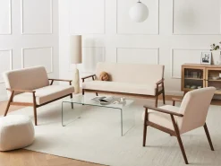 Poltrona ESRUM Bouclé Marrone scuro/Beige
