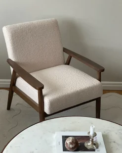 Poltrona ESRUM Bouclé Marrone scuro/Beige