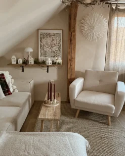 Poltrona FLORLI Tessuto Beige chiaro