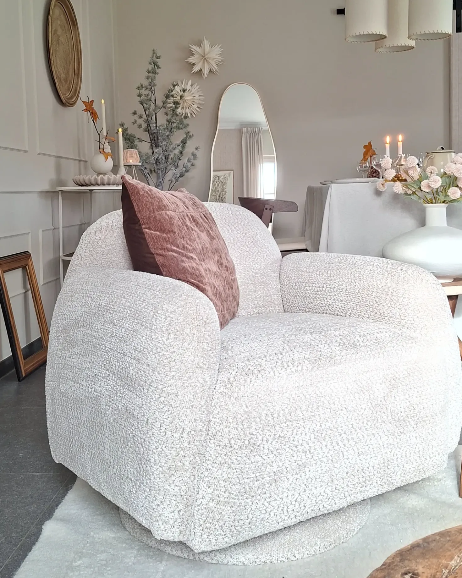 Poltrona girevole AAPUA Tessuto Beige