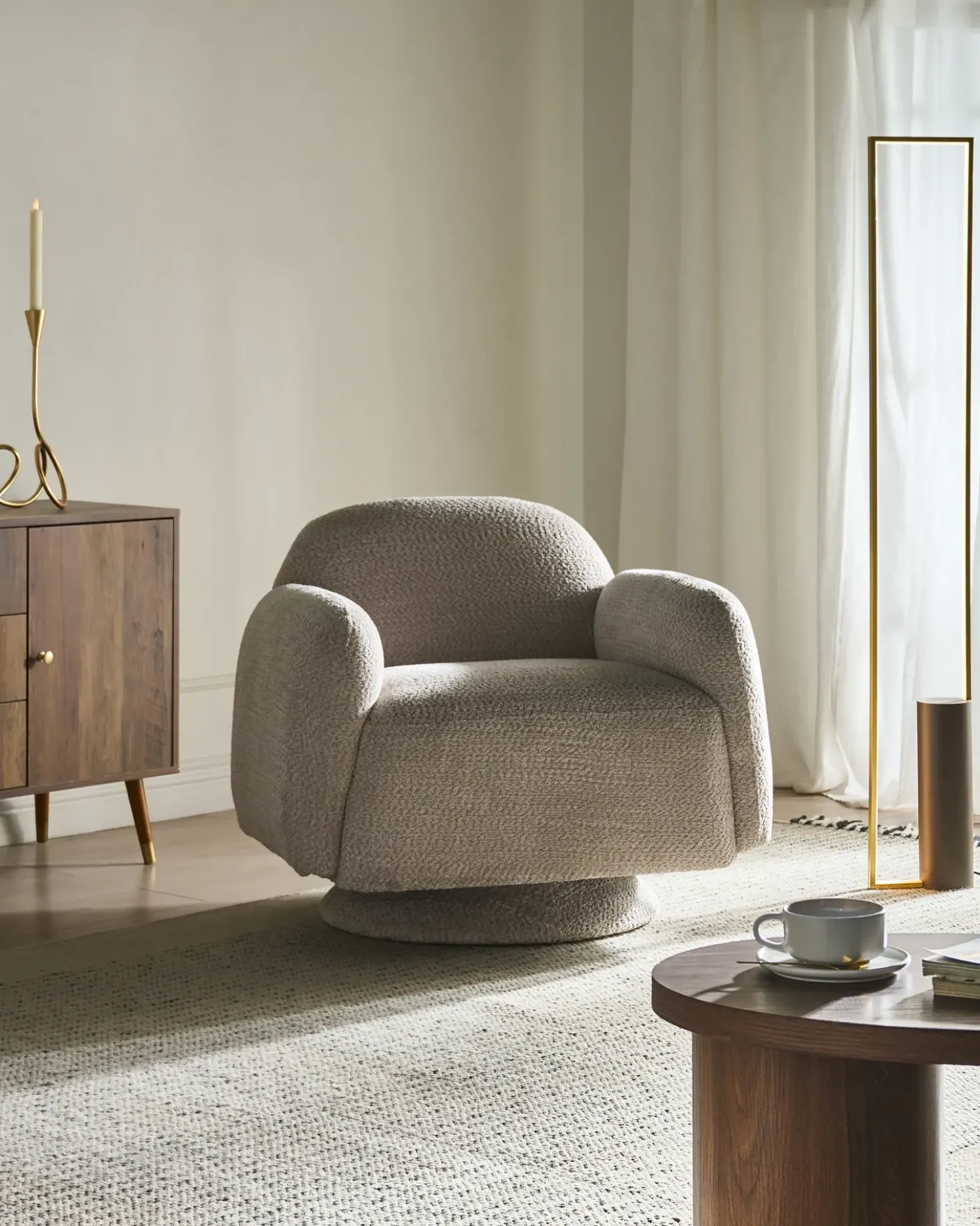 Poltrona girevole AAPUA Tessuto Beige