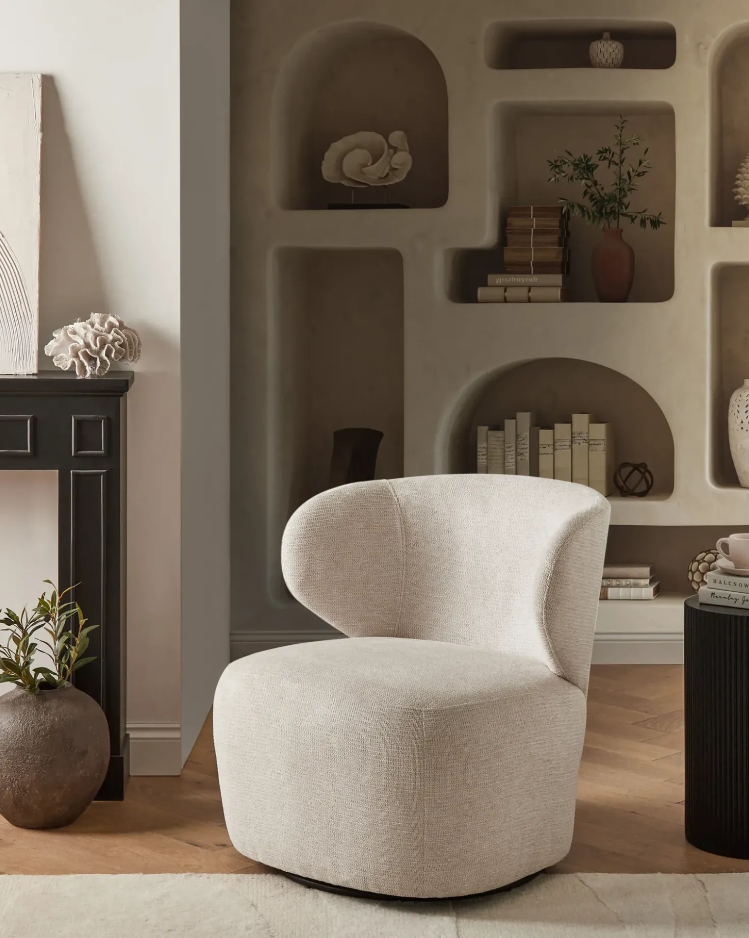 Poltrona girevole ALVDAL Tessuto Beige