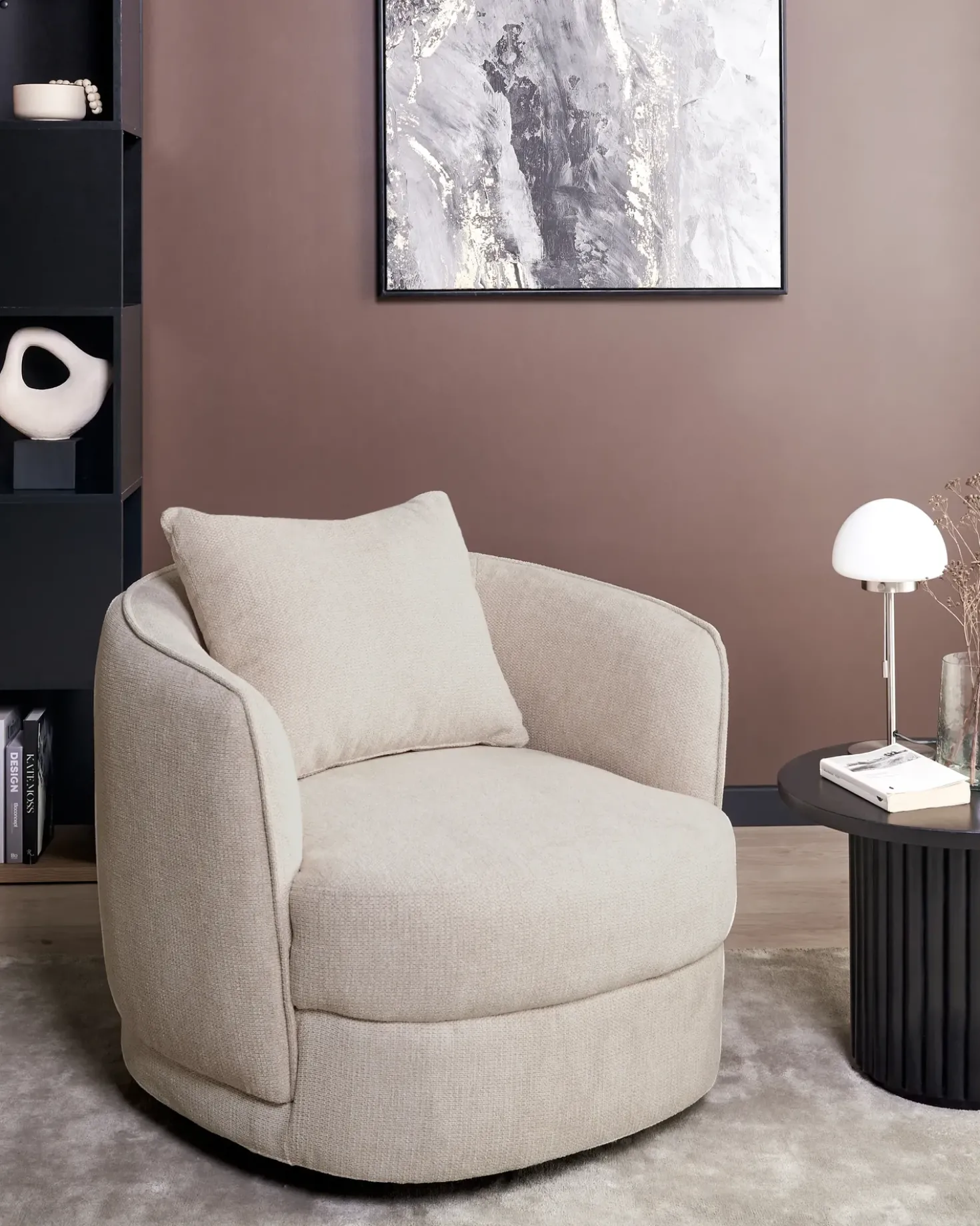 Poltrona girevole ANDALEN Tessuto Beige chiaro