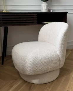 Poltrona girevole AYLO Bouclé Bianco sporco