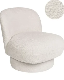 Poltrona girevole AYLO Bouclé Bianco sporco