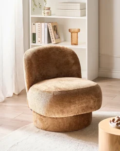 Poltrona girevole AYLO Ciniglia Marrone dorato