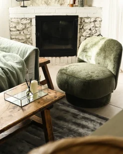 Poltrona girevole AYLO Ciniglia Verde