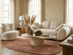 Poltrona girevole DALBY Bouclé Bianco