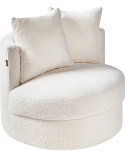 Poltrona girevole DALBY Bouclé Bianco