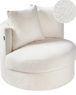 Poltrona girevole DALBY Bouclé Bianco