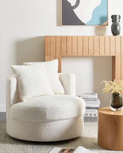 Poltrona girevole DALBY Bouclé Bianco