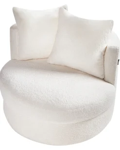 Poltrona girevole DALBY Bouclé Bianco