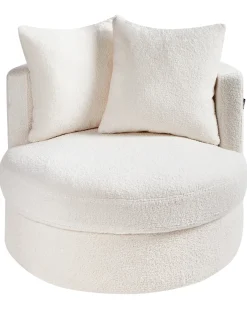 Poltrona girevole DALBY Bouclé Bianco