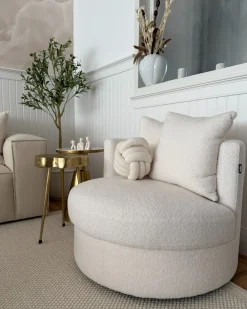 Poltrona girevole DALBY Bouclé Bianco