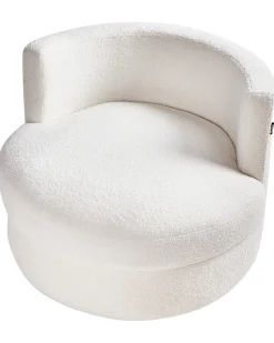 Poltrona girevole DALBY Bouclé Bianco