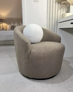 Poltrona girevole DAVIK Bouclé Tortora