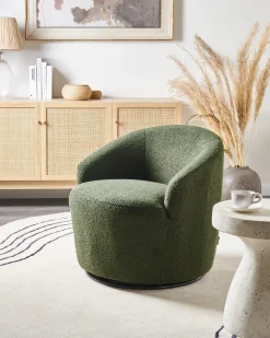 Poltrona girevole DAVIK Bouclé Verde scuro