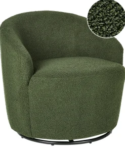 Poltrona girevole DAVIK Bouclé Verde scuro