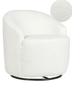 Poltrona girevole DAVIK Bouclé Bianco sporco