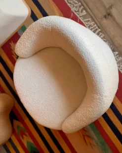 Poltrona girevole DAVIK Bouclé Bianco sporco