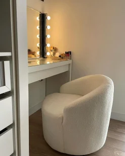 Poltrona girevole DAVIK Bouclé Bianco sporco