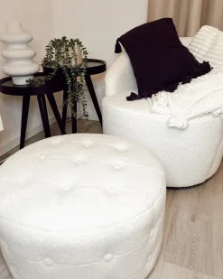 Poltrona girevole DAVIK Bouclé Bianco sporco