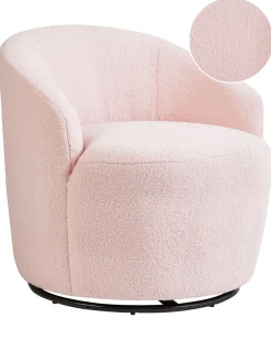 Poltrona girevole DAVIK Bouclé Rosa pastello