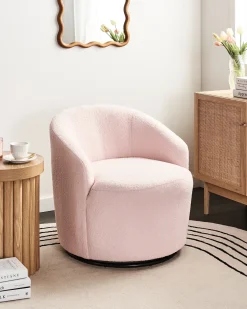 Poltrona girevole DAVIK Bouclé Rosa pastello