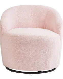Poltrona girevole DAVIK Bouclé Rosa pastello