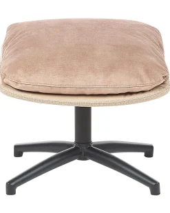 Poltrona girevole EIDE con poggiapiedi Velluto Beige sabbia