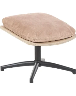 Poltrona girevole EIDE con poggiapiedi Velluto Beige sabbia