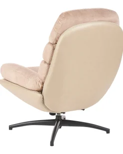 Poltrona girevole EIDE con poggiapiedi Velluto Beige sabbia