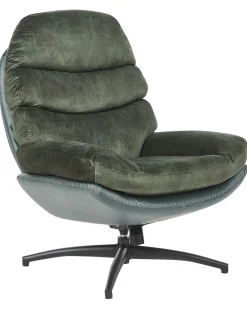 Poltrona girevole EIDE con poggiapiedi Velluto Verde scuro